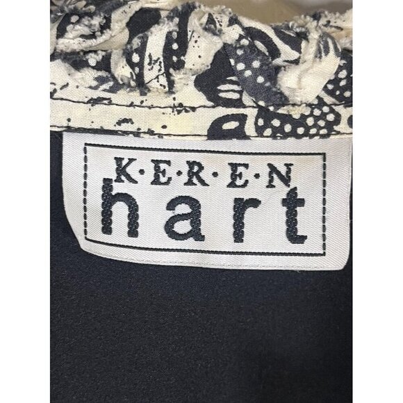 Retro Floral Jacket L Black Textured Abstract Artsy Funky Chic Edgy Classic Chic - Picture 2 of 13